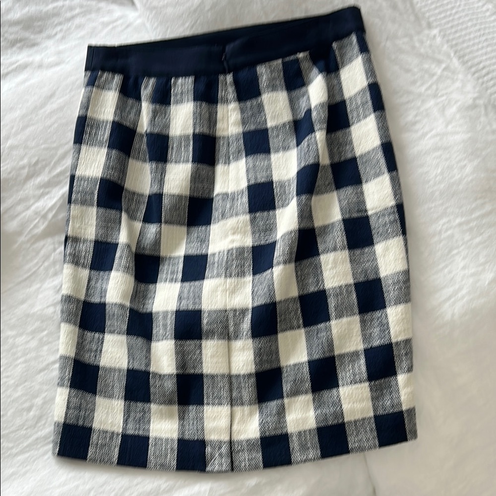 J. Crew Factory Blue and White Pencil Skirt Casual - Picture 2 of 3